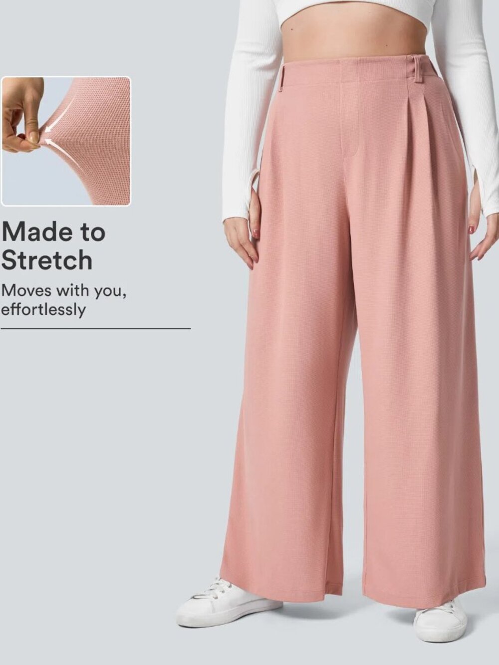 Halara 3X Rose Tan Flex High Waisted Wide Leg Waffle Work Pants 50% off Retail